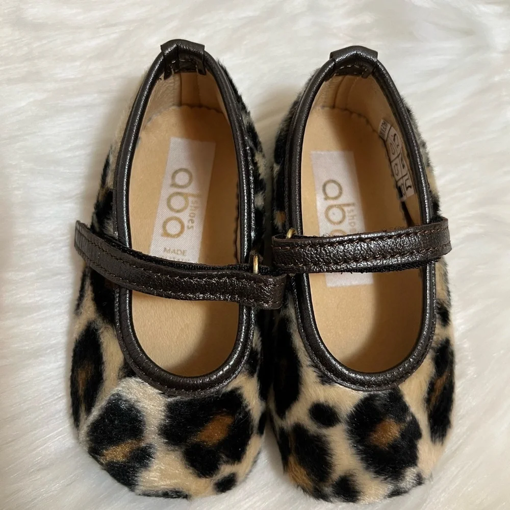 Aba Brown Tan Animal Print Faux Fir Soft Sole Shoes